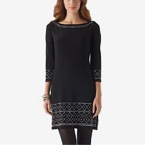 White House Black Market Elegant Black Dress with Embellished Details